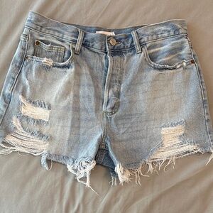Cello Light Blue Distressed Denim Jean Shorts
